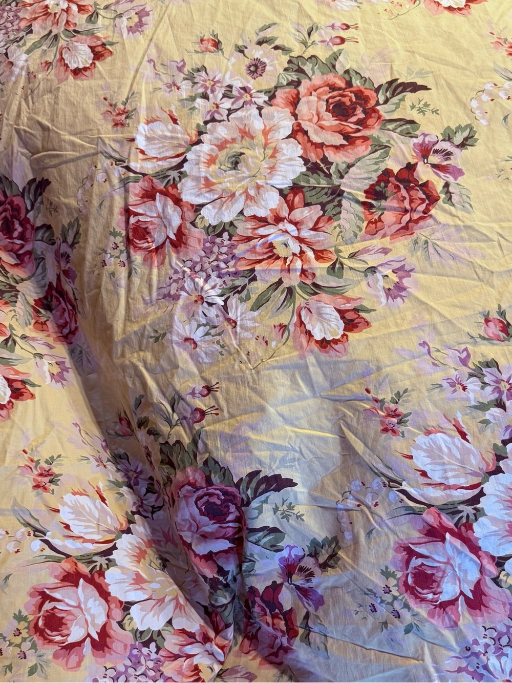 Vintage  Ralph Lauren Sophie Brooke Fabric 66 X 64 Yellow Floral